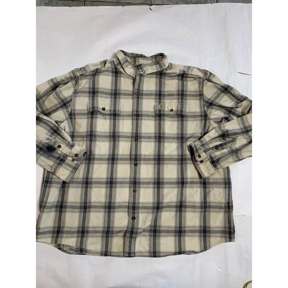 Carhartt Shacket Mens 3XL White Gray Original Fit Rugged Plaid Flannel Workwear - Picture 1 of 10